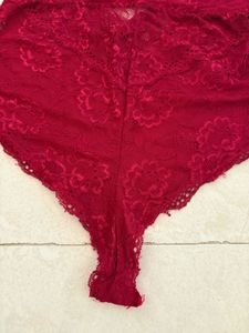 Red Lace Teddy Bodysuit