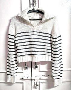 Striped Half-Zip Knit Sweater