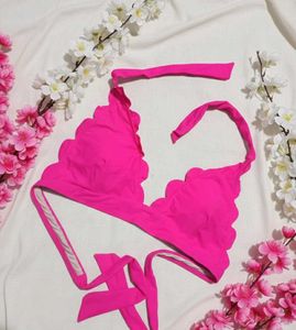 Hot Pink Scalloped Bikini Top