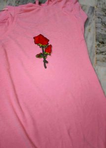 Newly Balloon Top Pink Colour Front Flower Design