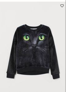 Black H&M Cat Print Sweater Unisex