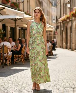 Tie-Up Paisley Print A-line Dress