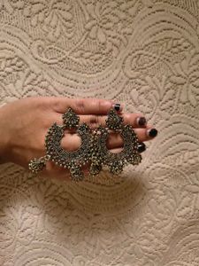 Boho Oxidized Silver Jhumka Earrings &amp; Ring Set