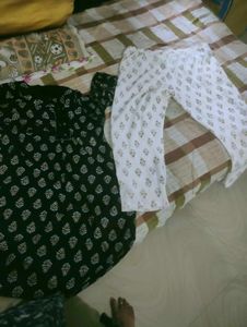 Black And White Kurta Pant Set