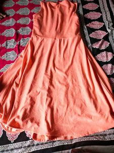 Peach Fit &amp; Flare Dress(Sleeves Are Attached)