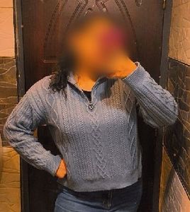 Blue Quarter Zip Knit Oversized Sweater