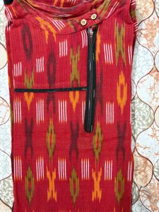 Stand Out in Style: Red Ikat Print kurta