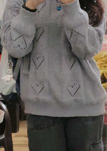 Heart Cutout Knit Sweater