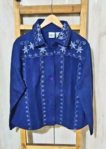Vintage Embroidered Blue Jacket Size-46-48