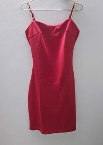 Red Chain Strap Bodycon Dress