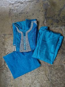 Teal Embellished Kurta Set