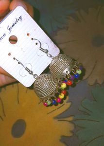 Silver Jhumka Earrings