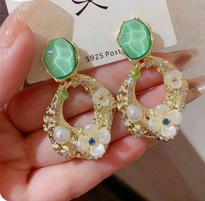 Geometric Earrings With Silver Beads