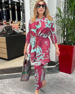 Free Size Maroon And Green Printed Pant Set