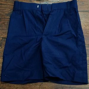 Navy Blue Pleated Shorts