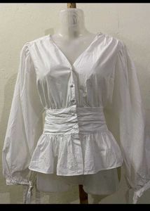 White Peplum Top