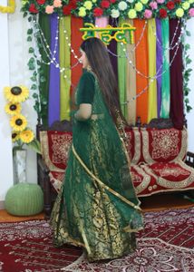 Banarsi Lehenga With Velvet Mirror Work Blouse