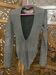 silver body suit backless