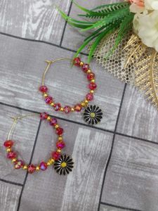 crystal beaded hoop earrings