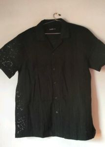 Zudio Black Partial Transparent Shirt