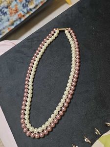 White and Copper Double Layer Pearl Mala