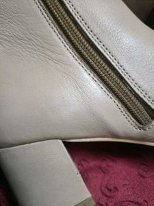 leather Beige Ankle Boots