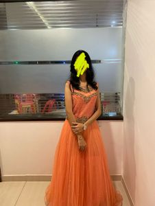 Elegant Peach Ethnic Gown