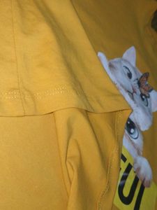 Cat Print Mustard Colour Crop Top....