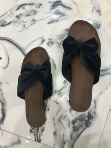 Black Bow Design Suede Flats