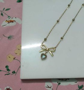 Bow With Heart Necklace