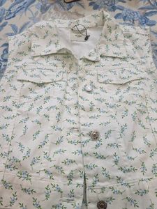 Floral Sleeveless Denim Vest