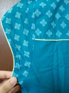 AURELIA Elegant Teal Blue Kurta, Size-XS