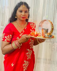 Red &amp; Gold Embroidered Saree