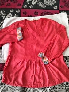 Coral V-Neck Top