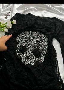 Emo / Gothic Skull Embellished Black Top