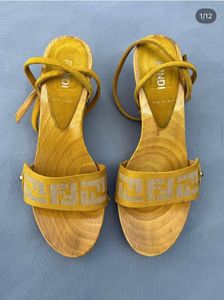 FENDI Yellow Wooden wedges