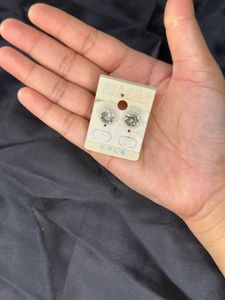 Blue Jhumka Earrings and silver stoned stud