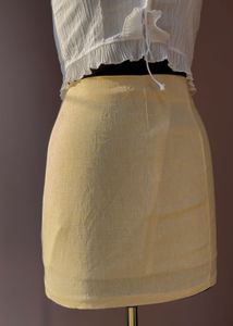 powder yellow tight fitted skirt