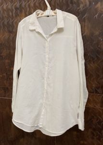 H&amp;M Oversized Pintresty Shirt Off White