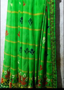 10 Green Floral Print Saree With Blouse