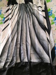 Satin Dress Black &amp; White Strips Women&#39;s Partywear