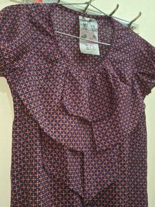 Girls Top - Burgundy Patterned