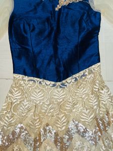 Elegant Navy &amp; Gold Embellished Gown