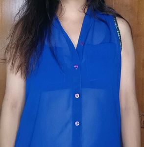 Blue Sleeveless Top