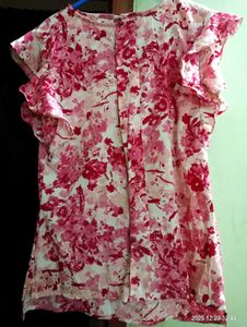 Floral Ruffle Sleeve Top