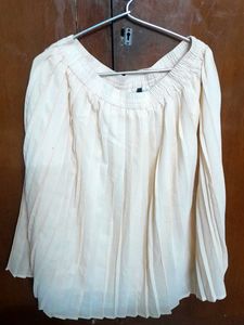 Pleated Cream Beigish Skirt