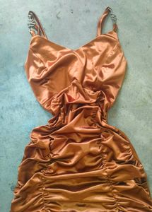 Gold Ruched Mini Dress