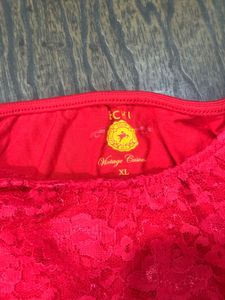 Red Top With Lace Detailed