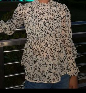 Floral Print Chiffon Top