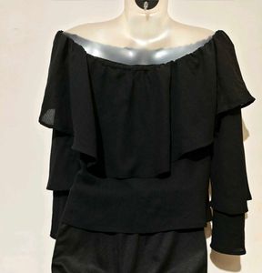 🎄Buy 2, Get 1 Free🎁Black Off-Shoulder Top